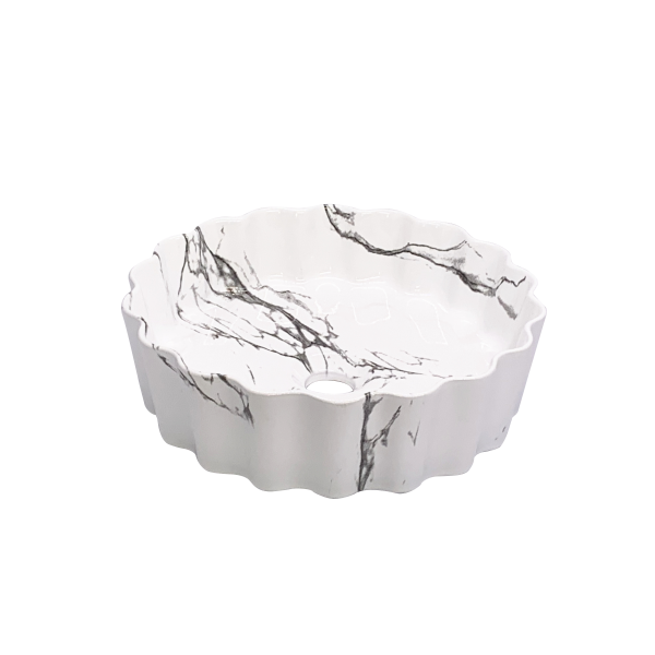 BX-4609 S9A BathX Toke Art White Marble Basin 