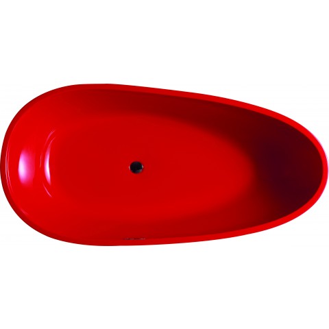Free Standing Bathtub with Pop-up drainage & overflow  without shower faucet  (Color: Inside Red & Outside White, Size: 1700*830*555)